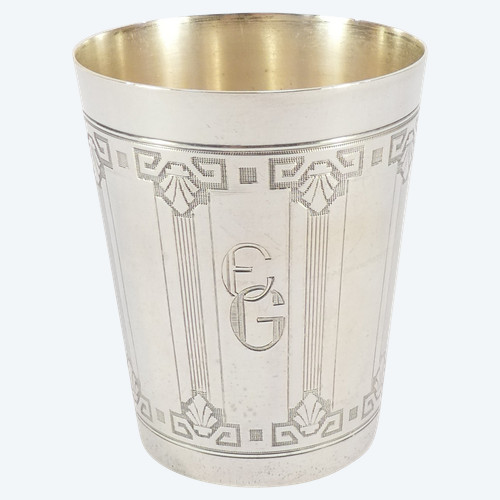 MASS SILVER Art Deco Timbale Monogrammed E.G