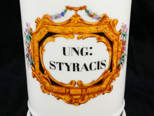 Pot a PHARMACIE en Porcelaine de PARIS "FONTEMOING & PEIGNEY" UNG : STYRACIS