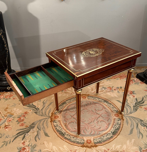 Table A Jeux En Acajou De Style Louis XVI Epoque Napoleon III