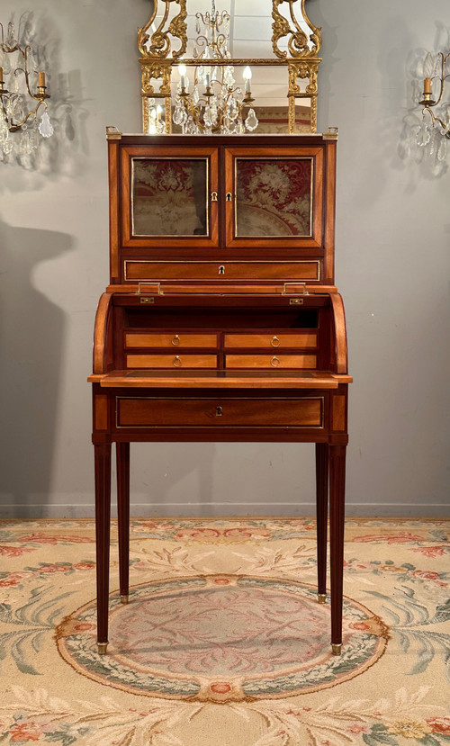 Petit Bureau A Cylindre Bonheur du Jour d'Epoque Louis XVI Vers 1780