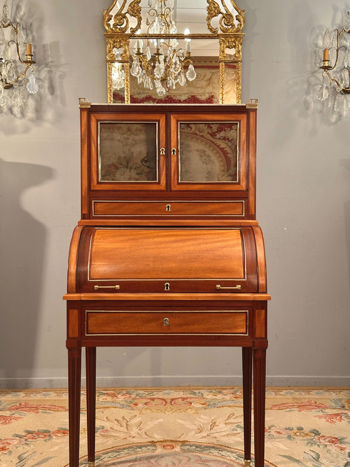 Petit Bureau A Cylindre Bonheur du Jour d'Epoque Louis XVI Vers 1780
