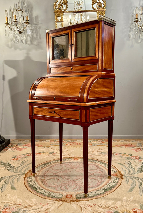 Petit Bureau A Cylindre Bonheur du Jour d'Epoque Louis XVI Vers 1780