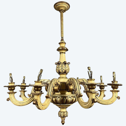 Louis XV style Venetian chandelier in lacquered and gilded wood from the early 20th century