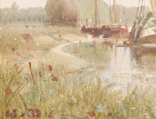 SCUOLA FRANCESE o OLANDESE 1860 circa, barche su un fiume