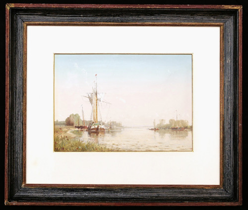 SCUOLA FRANCESE o OLANDESE 1860 circa, barche su un fiume