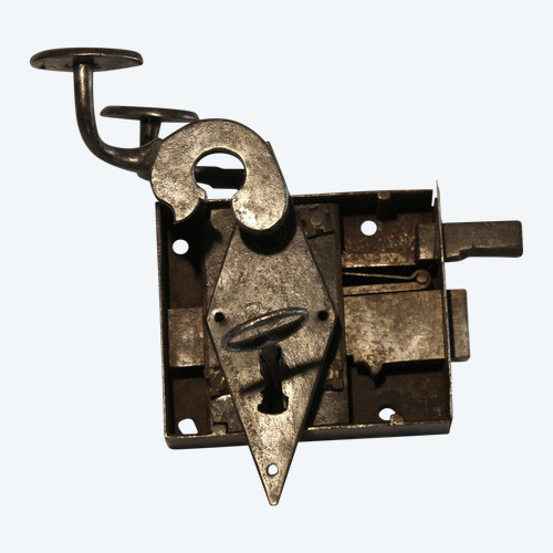 Wrought-iron lock complete with key and 2 handles from the late 17th century