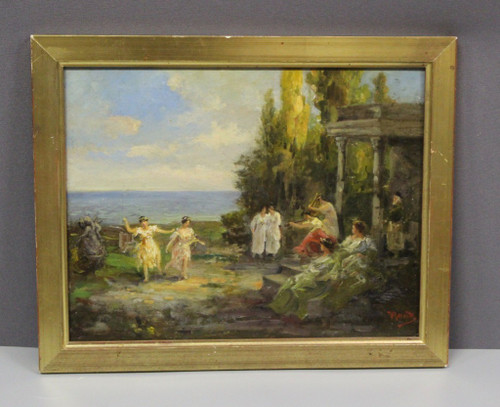 Öl Auf Holz Fest Im Alten Griechenland Um 1900