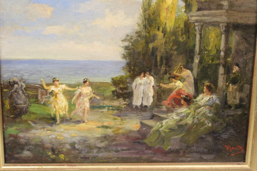 Öl Auf Holz Fest Im Alten Griechenland Um 1900