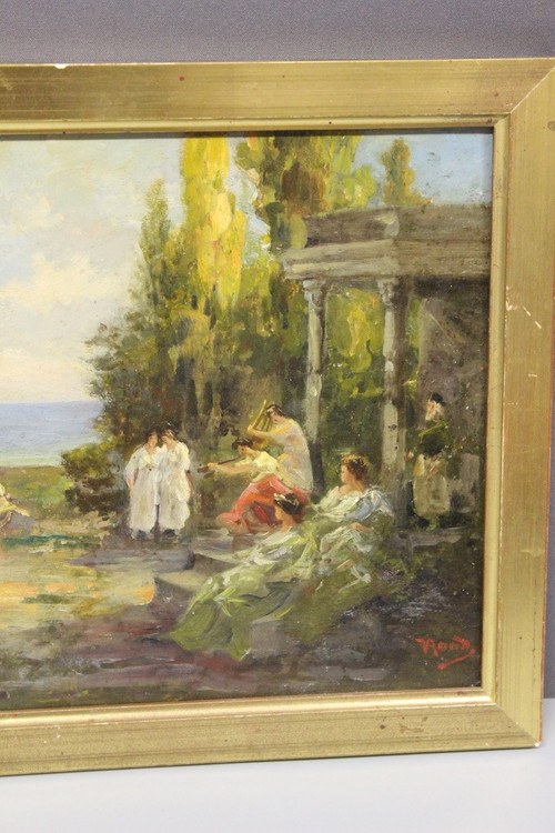 Öl Auf Holz Fest Im Alten Griechenland Um 1900