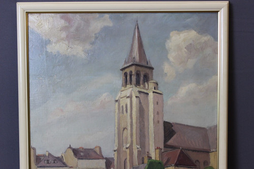 Huile Sur Carton église De Saint Germain Des Prés By Reillac 1937