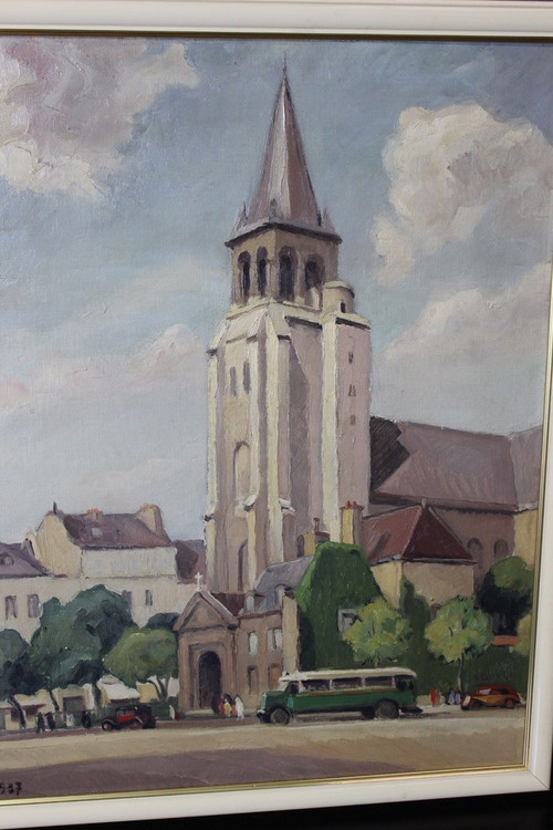 Huile Sur Carton église De Saint Germain Des Prés By Reillac 1937
