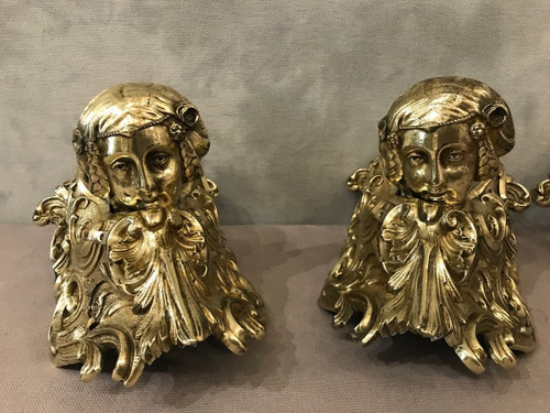 4 Corner billiard heads for balls, in 19th century bronze