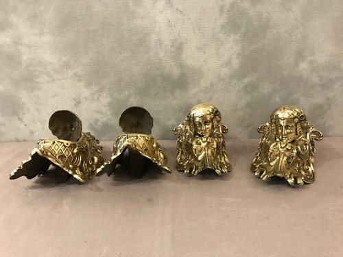 4 Corner billiard heads for balls, in 19th century bronze
