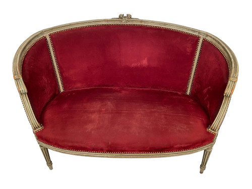 Louis XVI style small basket sofa, late 19th or early 20th century