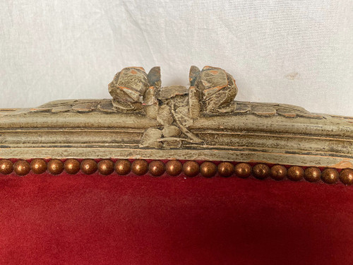 Louis XVI style small basket sofa, late 19th or early 20th century