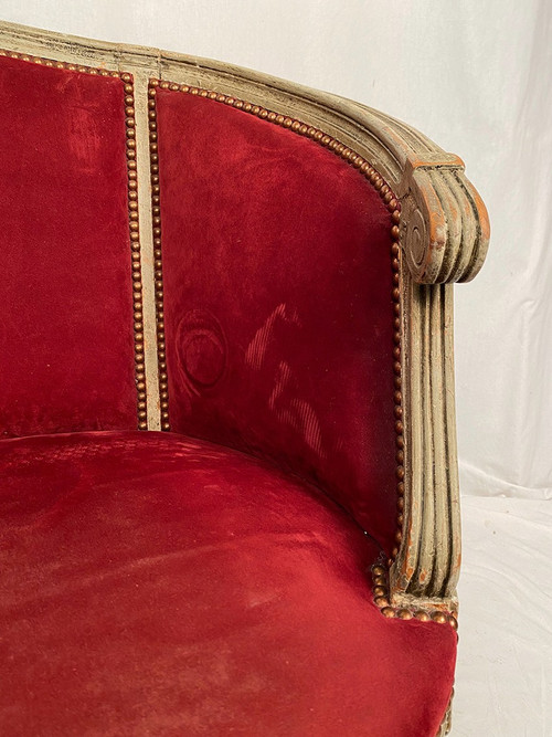Louis XVI style small basket sofa, late 19th or early 20th century