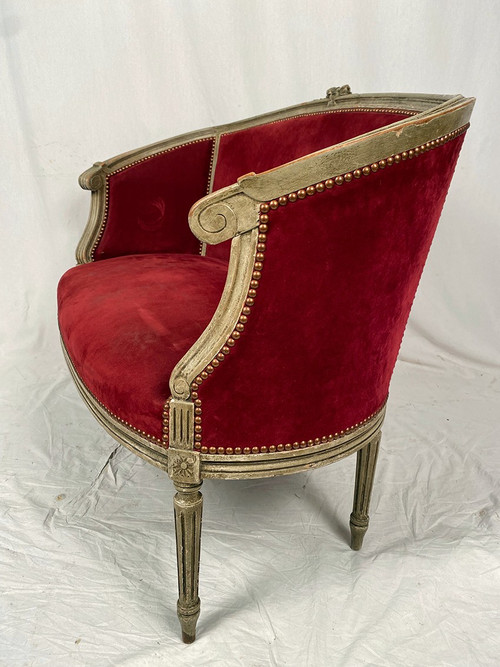 Louis XVI style small basket sofa, late 19th or early 20th century