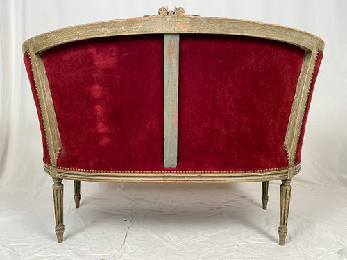 Louis XVI style small basket sofa, late 19th or early 20th century