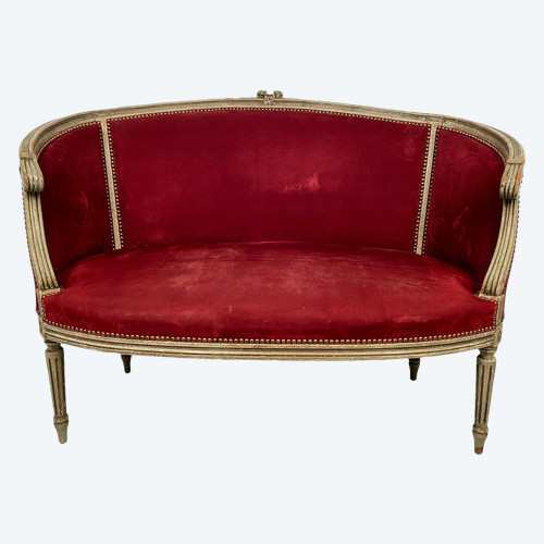 Louis XVI style small basket sofa, late 19th or early 20th century