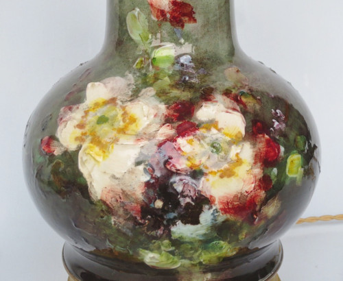Coppia di lampade impressioniste in ceramica.  