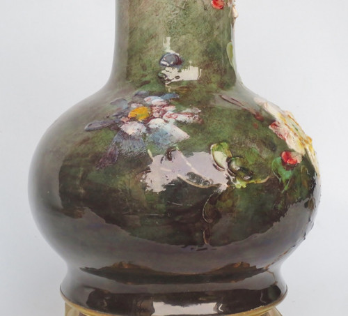 Coppia di lampade impressioniste in ceramica.  