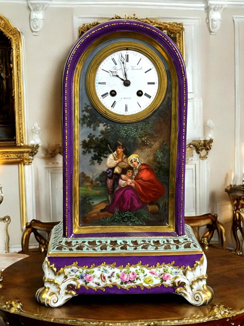 SÈVRES PORCELAIN CLOCK ATTRIBUTED TO JACOB PETIT CHARLES X PERIOD