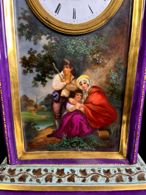 SÈVRES PORCELAIN CLOCK ATTRIBUTED TO JACOB PETIT CHARLES X PERIOD
