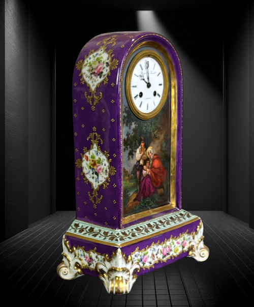 SÈVRES PORCELAIN CLOCK ATTRIBUTED TO JACOB PETIT CHARLES X PERIOD