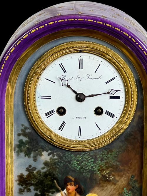 SÈVRES PORCELAIN CLOCK ATTRIBUTED TO JACOB PETIT CHARLES X PERIOD