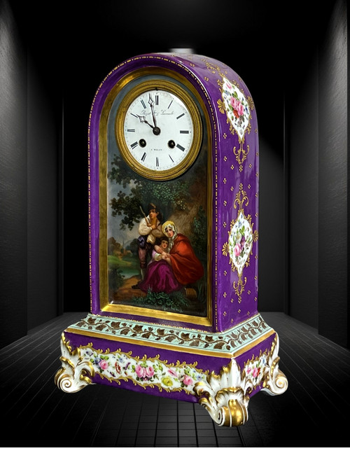 SÈVRES PORCELAIN CLOCK ATTRIBUTED TO JACOB PETIT CHARLES X PERIOD