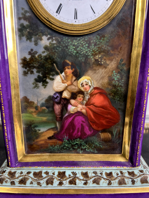 SÈVRES PORCELAIN CLOCK ATTRIBUTED TO JACOB PETIT CHARLES X PERIOD