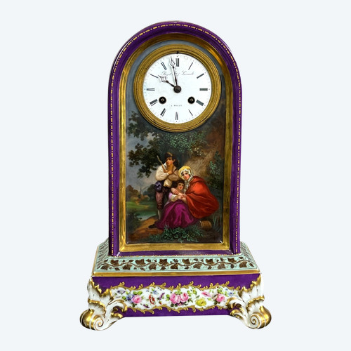 SÈVRES PORCELAIN CLOCK ATTRIBUTED TO JACOB PETIT CHARLES X PERIOD