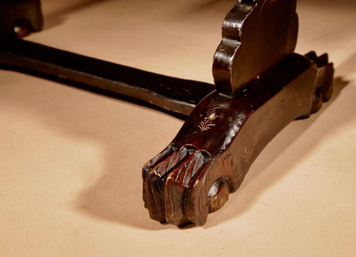 An original lacquered sewing/working table, still with the original Chinese gold paint.