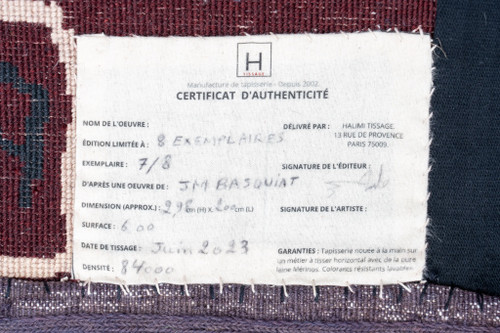 Hand-woven tapestry inspired by Jean-Michel Basquiat. June 2023. LS58795009E