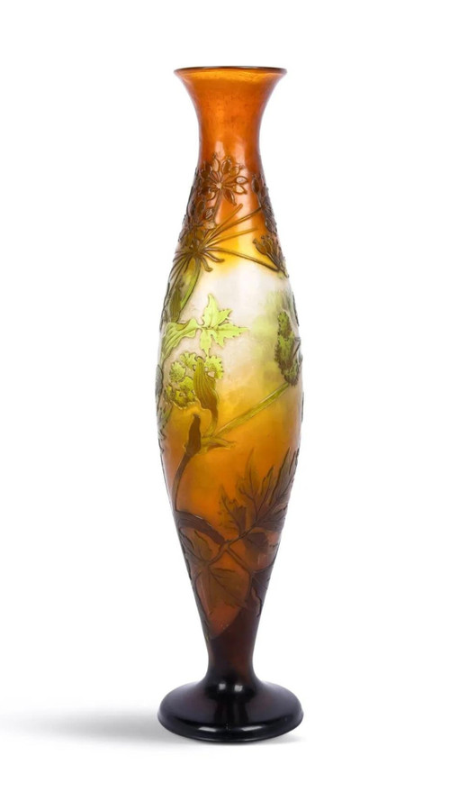 Émile Gallé, Grande vaso a ombrello, Art Nouveau