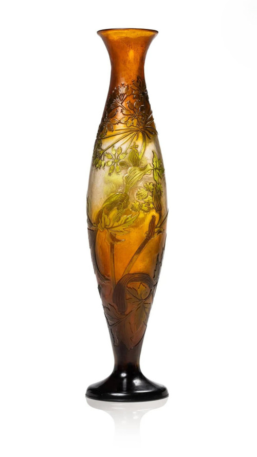 Émile Gallé, Grande vaso a ombrello, Art Nouveau