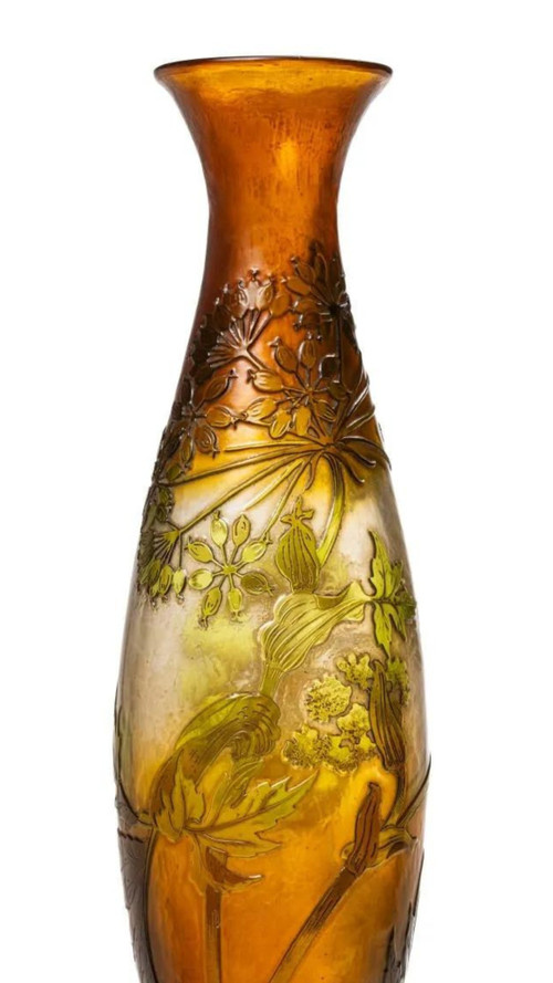 Émile Gallé, Grande vaso a ombrello, Art Nouveau