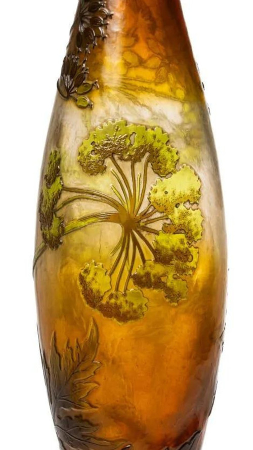 Émile Gallé, Grande vaso a ombrello, Art Nouveau