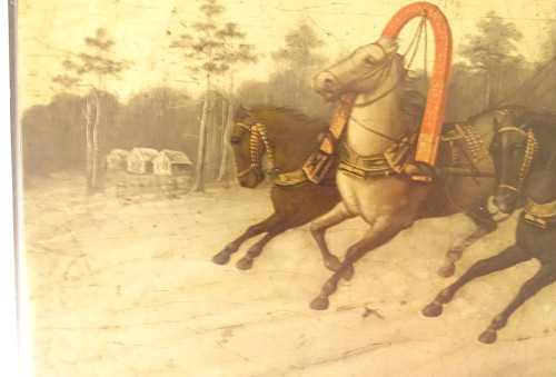 Boîte à Thé Russe Laquée Lukutin Cavaliers Attelage Troika Paysage XIXème