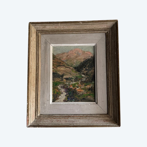 Huile sur panneau par J. Denier 1920 La Maurienne