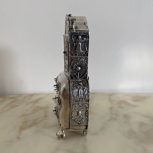 Cassettone in miniatura in argento scribano XIX secolo Olanda
