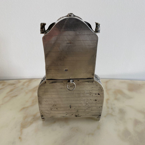 Cassettone in miniatura in argento scribano XIX secolo Olanda