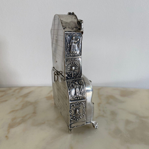 Cassettone in miniatura in argento scribano XIX secolo Olanda