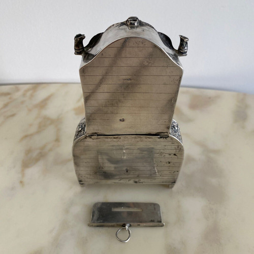 Cassettone in miniatura in argento scribano XIX secolo Olanda