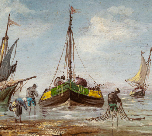 Pierre Julien Gilbert (1783-1860) Pêcheurs Bretons huile sur bois vers 1820-1850 