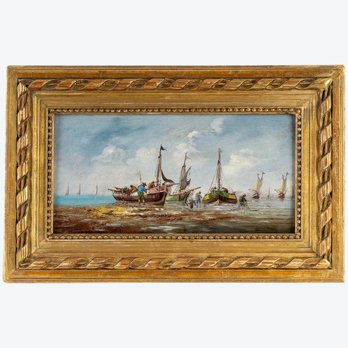 Pierre Julien Gilbert (1783-1860) Pêcheurs Bretons huile sur bois vers 1820-1850 