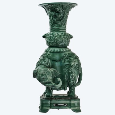 Théodore Deck, Pair of Elephants vases