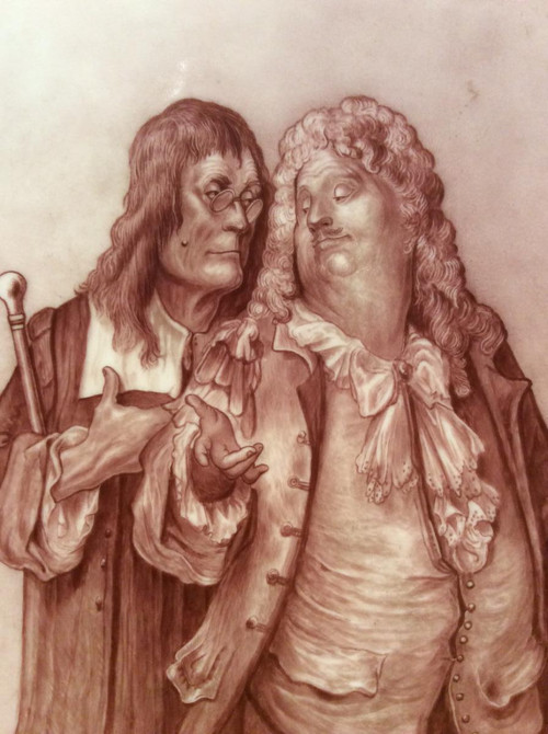 Gemälde auf Porzellan, signiert A. Piedally