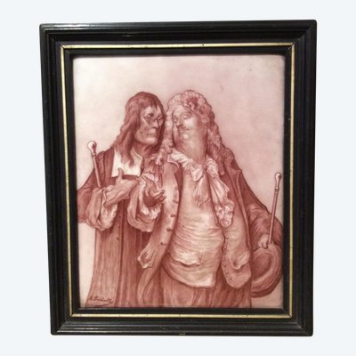 Gemälde auf Porzellan, signiert A. Piedally