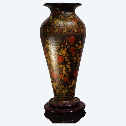 Vase laqué ,Cachemire,19e s.